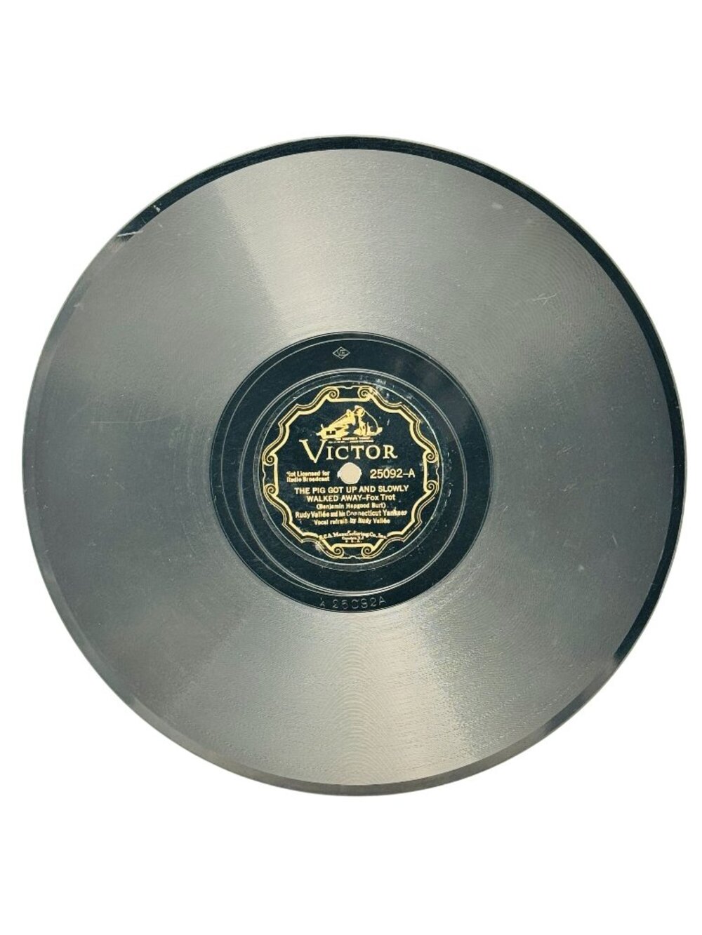 Rudy Vallee The Pig Got Up And Slowly Walked Away 10in Shellac 78 Victor 25092